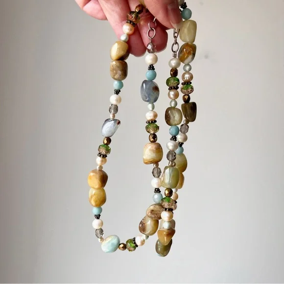 Vintage Peyote Bird 925 Sterling Silver and Multicolor Gemstone Beaded Necklace - Picture 3 of 16